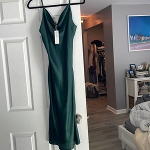 NWT Satin forest green dress
